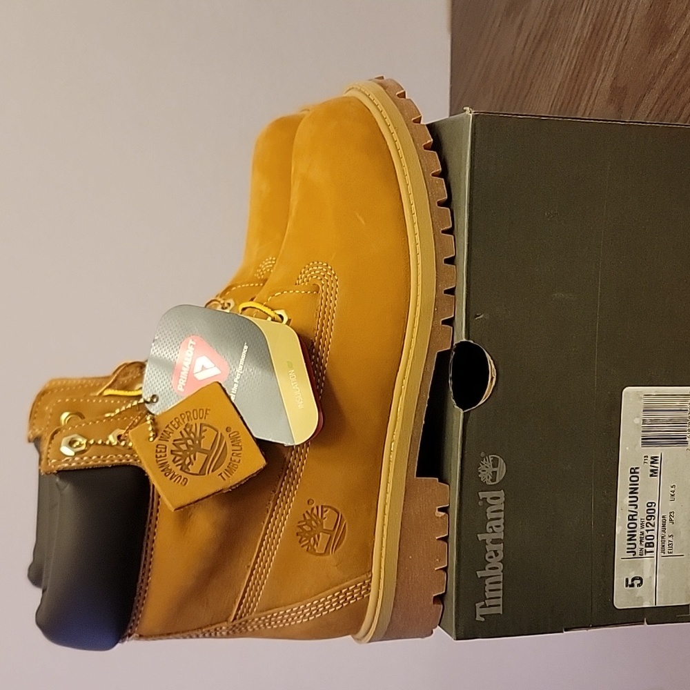 Timberland Boys 6" Premium Boots Nubuck Wheat TBO12909 Size 5